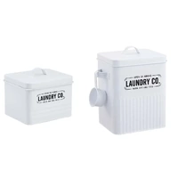 Set 2 Metal Laundry Powder Storage Buckets 25cm