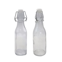 bulk 24 Clear Glass Bottle w Clip Lid 250ml 2 Asst 20cm
