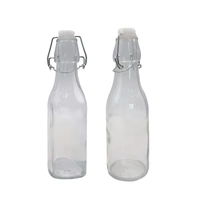 bulk 24 Clear Glass Bottle w/ Clip Lid 250ml 20cm