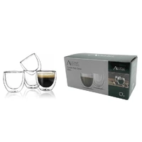 bulk 24 Double Wall Glass Coffee Mug 80ml