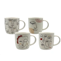 Bulk 36 Abstract Faces New Bone China Mug 340ml 4 Asst