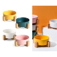 eWholesale Bulk 12 Coloured Ceramic Pet Bowl w Stand 20cm Assorted