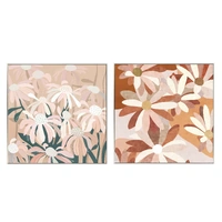 Set 2 Pink Flowers Wall Art 60cm