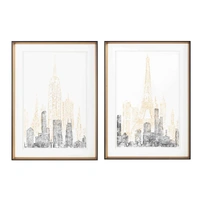 Bulk 2 Cityscape 2toned Framed Wallart 50x70cm 2 Asst