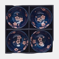 eWholesale Bowl Set 4pc Navy Pink Sakura Design