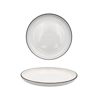 bulk 24 Sorrento Porcelain Side Plate w/ Black Rim 20cm