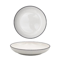 bulk 24 Sorrento Porcelain Embossed Flan Dish w Black Rim 8.5'' 21cm