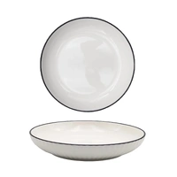 bulk 24 Sorrento Porcelain Embossed Flan Dish w/ Black Rim 8.5'' 21cm