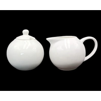 Bulk 12 White Bone China Creamer & Sugar Pot Set 200ml/230ml