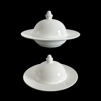 Bulk 12 White Fine Bone China Butter Dish