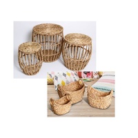 eWholesale Water Hyacinth Storage Table & Baskets Set 6
