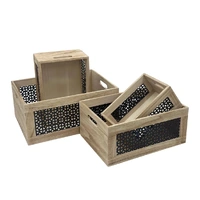 Bulk 4 Paulownia Wood Crate Black s/4 40x30x18cmh