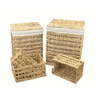 eWholesale Water Hyacinth Rectangle Laundry Basket Set 5