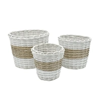 Bulk 4 Hampton Willow Basket Round s/3 32xh28xb26cm
