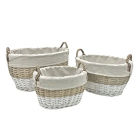 Bulk 4 Hampton Willow Basket Oval s/3 46x36xh27cm
