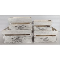 eWholesale Set 4 Vintage Wood Crate White Wash 40x20cm