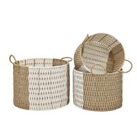 Bulk 2 Woven Paper Rope Storage Basket Round s/3 40x30cmh