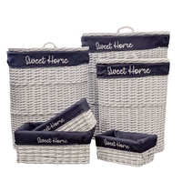 eWholesale Set 6 Hampton Blue & White Storage Baskets 55x66cm