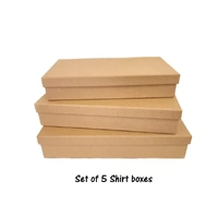 Bulk 6 Brown Paper Rectangle Shirt Box 34x22x7.5cm Set Of 5