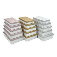 Bulk 6 White Box With Glitter Paper Lid Set Of 5 34x22x7.5cm