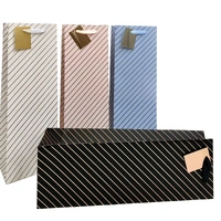 Bulk 24 Foil Stripe Gift Bag Bottle 36x12.3x8.5cm 4 Asst Cols