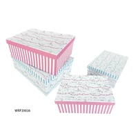 Bulk 2 Happy Birthday Stripe Gift Box Set 18 43x34x16cm 2 Asst Cols