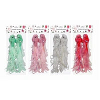 Bulk 24 Xmas Feather & Sequins Bird W Clip pk2 17x3.5x4cm 4 Asst