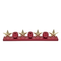 Bulk 6 Xmas Red Candle Holder W 4 Gold Stars 53x6x10.5cm