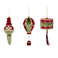 Bulk 24 Xmas Red & Green Velvet Ornament 18/22cm 3 Asst