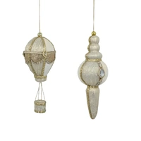 Bulk 24 Xmas Champagne & White Velvet Ornament 18/22cm 2 Asst