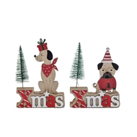 Bulk 24 Xmas Mdf Dog & Tree Deco 9x13cm 2 Asst