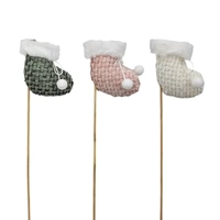 Bulk 24 Xmas Fabric Shoes Stick 7.5cm 3 Asst