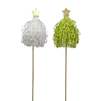 Bulk 24 Xmas Fabric Tree Stick 6cm 2 Asst