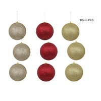 Bulk 24 Xmas Tree Glitter Bauble Polystyrene Xlrg 10cm pk3 3 Asst
