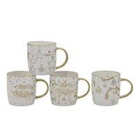 Bulk 24 Gold Foiled Xmas Mug 370ml 4 Asst