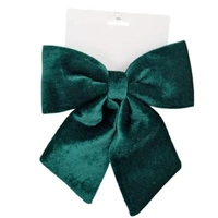 Bulk 24 Xmas Velvet Green Bow Med 22cm