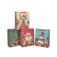 Bulk 48 Floral Vintage Xmas Bag Foiled Med 23x18x10cm 4 Asst