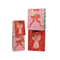 Bulk 24 Red Bow Foiled Xmas Bag Lrg 32x26x12cm 2 Asst