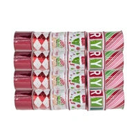 Bulk 24 Xmas Red & Green Elf Ribbon 6.3cmx3m 6 Asst