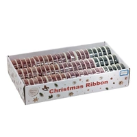 Bulk 54 Xmas Glitter Velvet Ribbon 1.5cmx3m pk54 3 Asst