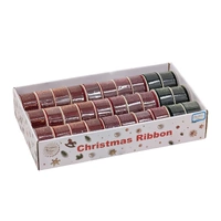 Bulk 30 Xmas Glitter Velvet Ribbon 3.8cmx3m pk30 3 Asst