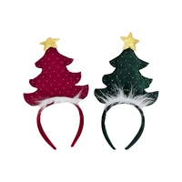 Bulk 24 Xmas Velvet Tree Hair Band 30cm 2 Asst