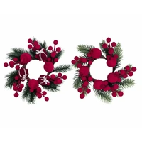 Bulk 24 Xmas Flocking Berry Wreath 22x6cm 2 Asst
