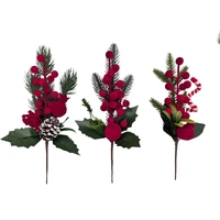 Bulk 36 Xmas Flocking Berry Pick 26cm 3 Asst
