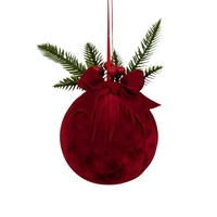 Bulk 12 Xmas Red Velvet Bauble W Ornament 18cm
