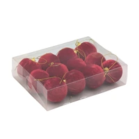 Bulk 24 Xmas Red Velvet Bauble d5cm pk12