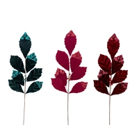 Bulk 24 Xmas Velvet Leaf Pick 76cm 3 Asst