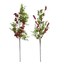 Bulk 24 Xmas Berry & Leaves Spray 74cm