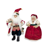 Bulk 4 Xmas Red Velvet Mr & Mrs Claus 40/45cmh 2 Asst