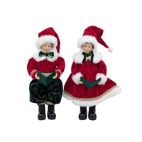 Bulk 4 Xmas Red Velvet Children Caroler 25cm 2 Asst